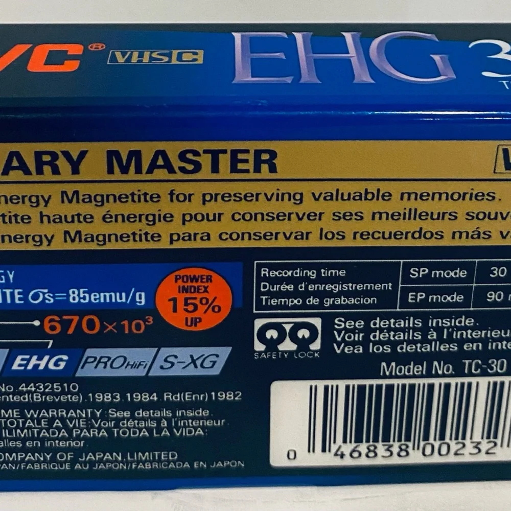JVC VHS-C High Energy Magnetite Camcorder Video EHG Tape NEW